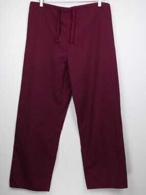 Apples for Life Scrub Pants Unisex XS Burgundy Red Drawstring Medical Bottoms